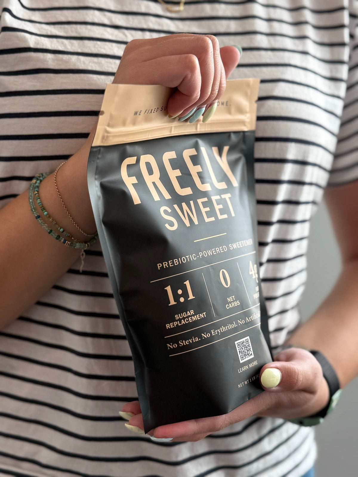 Freely Sweet 1 lb pouch in hand